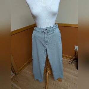 Sage Green High-Waisted Crop Jeans